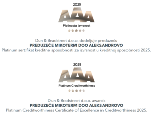 Sertifikat zlatne bonitetne izrvrnosti Mikoterma.